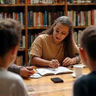 Groupe de lecteurs discutant autour d’une table